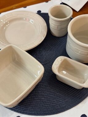 Longaberger Pottery Woven Traditions IVORY Lot